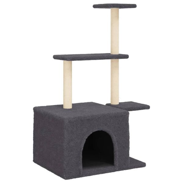 vidaXL Cat Tree with Sisal Scratching Posts Dark Grey 110 cm