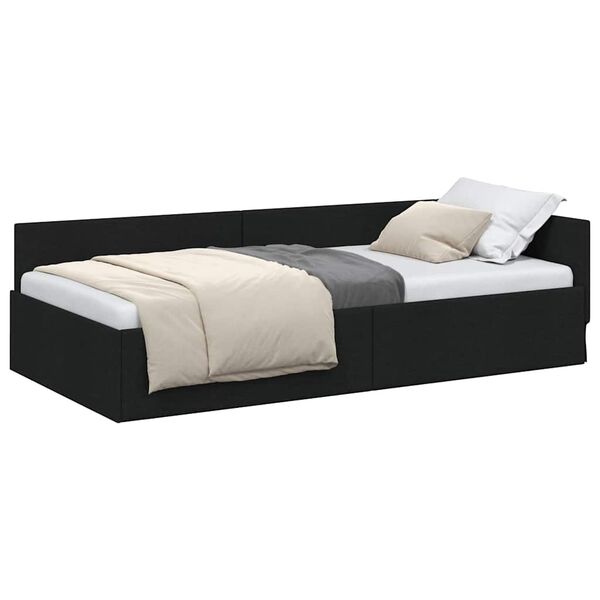 vidaXL Corner Bed Frame with Headboard Black 90 cm x 200 cm Velvet
