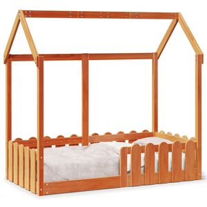 vidaXL Kids' House Bed Frame Wax Brown 70x140 cm Solid Wood Pine