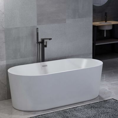 vidaXL Freestanding Bathtub and Faucet 204 L 90 cm Black