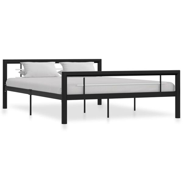 vidaXL Bed Frame without Mattress Black and White Metal 140x200 cm