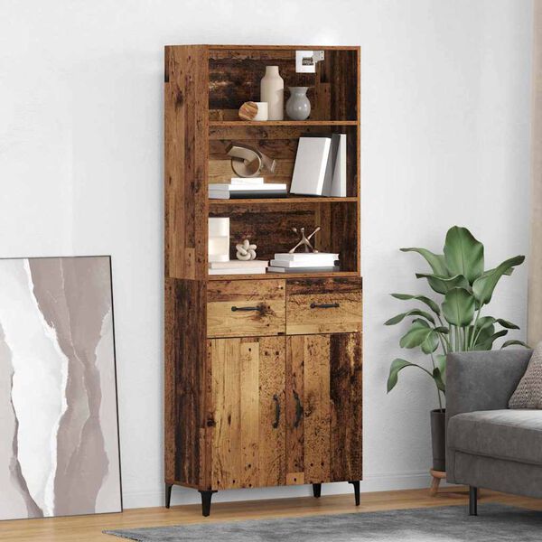 vidaXL Highboard Old Wood 69.5 x 34 x 180 cm Engineered Wood