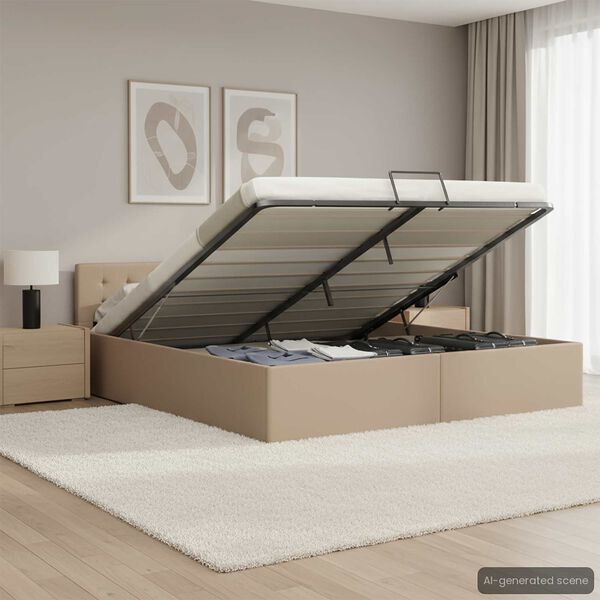vidaXL Bed Frame without Mattress with Hydraulic Storage Cappuccino 180x200cm