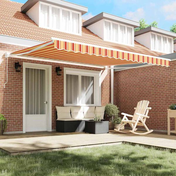 vidaXL Retractable Awning Manual Yellow and Orange 400 x 300 cm