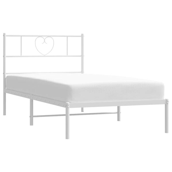 vidaXL Metal Bed Frame without Mattress with Headboard White 100x200cm