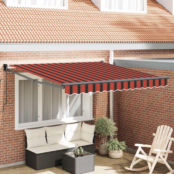 vidaXL Awning Manual Red and Black 350 x 250 x 165 cm Polyester