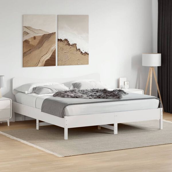 vidaXL Bed Frame without Mattress White 200x200 cm Solid Wood Pine