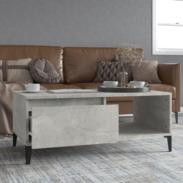 vidaXL Coffee Table Concrete Grey 90x50x36.5 cm Engineered Wood