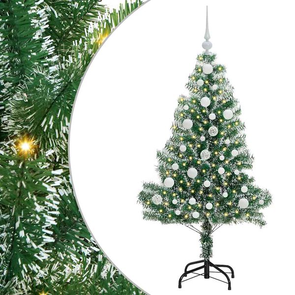 vidaXL Artificial Christmas Tree Snow Flocked with LED Light 120 cm