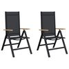 vidaXL Reclining Garden Chairs 2 pcs Black Textilene