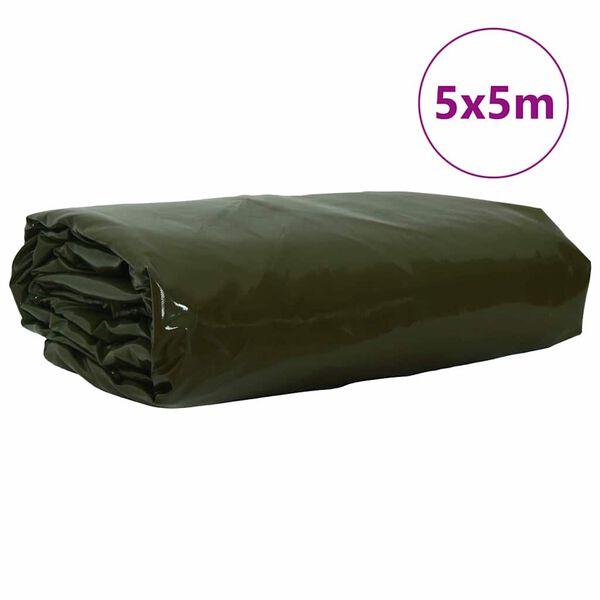 vidaXL Tarpaulin 650g / m&sup2; Olive Green 5 x 5 m Canvas with PVC Coating