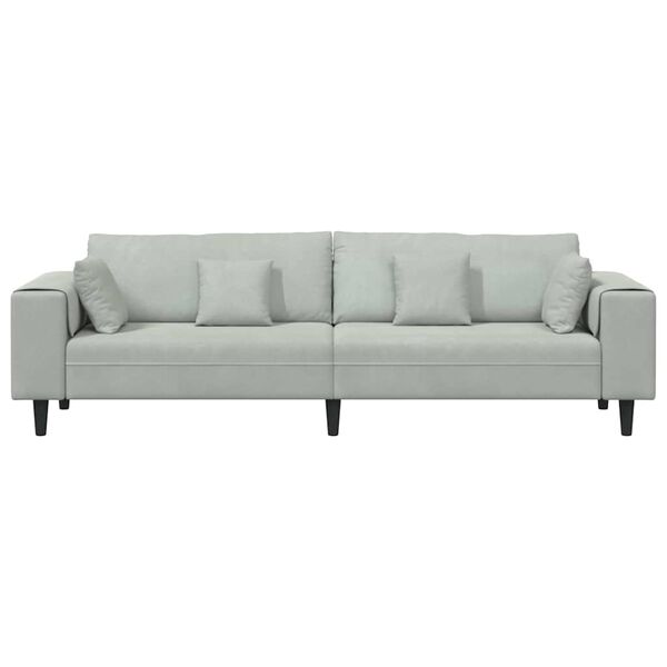 vidaXL Velvet Sofa with Cushion Light Grey 208 cm Velvet