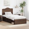 vidaXL Bed Frame with Headboard Brown Oak 75 x 190 cm Solid Pine Wood