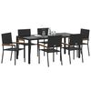 vidaXL Garden Dining Set 7 pcs Black Poly Rattan