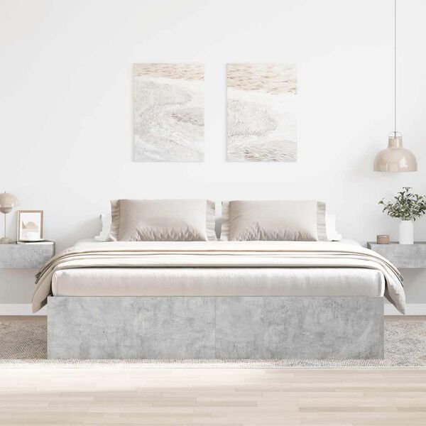 vidaXL Bed Frame without Mattress Concrete Grey 180x200 cm Super King Super King Size