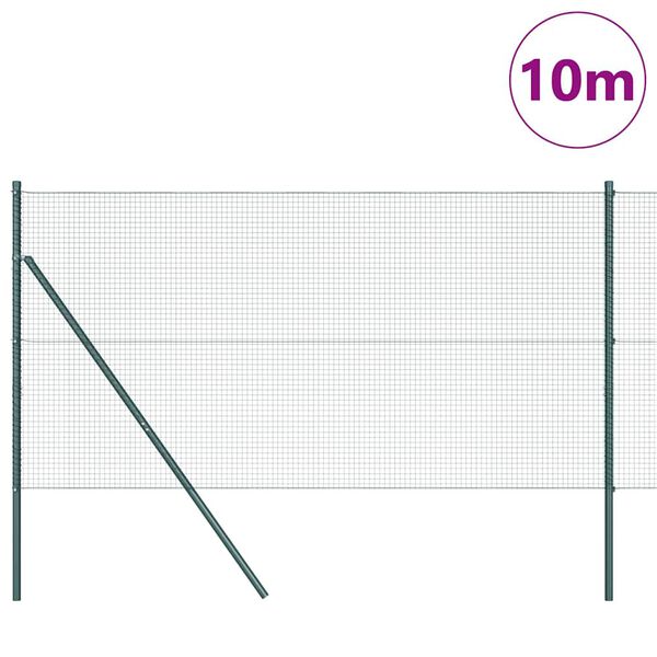 vidaXL Fence Post Green 10 x 1.4 m (19 x 19 mm mesh) Steel and PVC