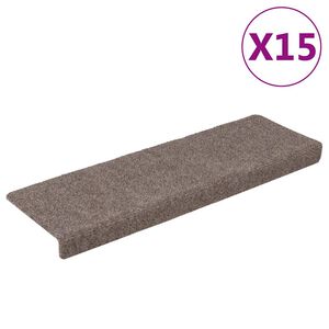 vidaXL Stair Mats Self-adhesive 15 pcs 65x21x4 cm Beige Rectangular Edge