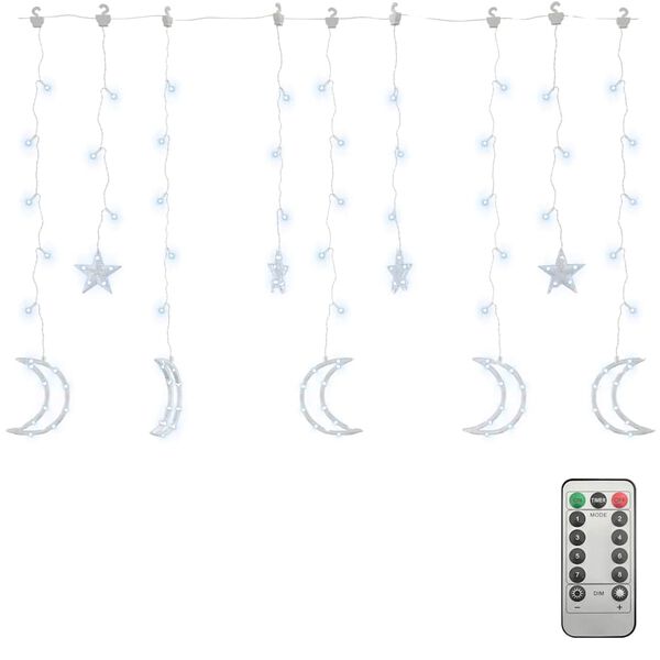 vidaXL Star and Moon Fairy Lights Remote Control 345 LED Cold White