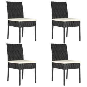 vidaXL Garden Dining Chairs 4 pcs Poly Rattan Black