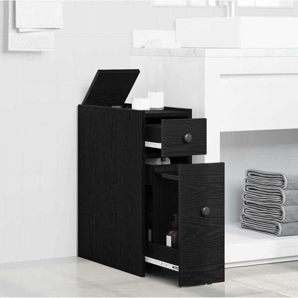 vidaXL Bathroom Furniture Set Wall-mounted Black Oak 80 x 18 x 60 cm