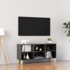 vidaXL TV Cabinet with Solid Wood Legs High Gloss Grey 103,5x30x50 cm