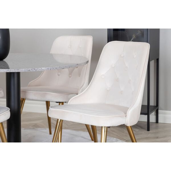 Venture Home Dining Chairs 2 pcs Velvet Deluxe Velvet Beige and Brass