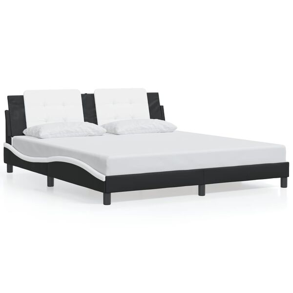 vidaXL Bed Frame without Mattress "Zadar" Black and White 180x200 cm Super King Faux Leather