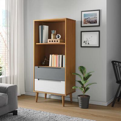 vidaXL Bookcase MOLDE Brown 60x35x133,5 cm Solid Wood Pine