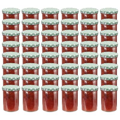 vidaXL Glass Jam Jars with White and Green Lid 48 pcs 400 ml