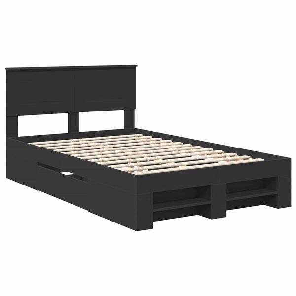 vidaXL Bed Frame with Headboard Black 120 x 200 cm Engineered Wood