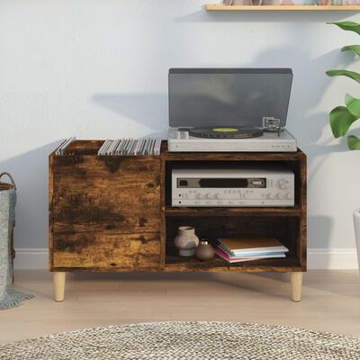 vidaXL Record Cabinet Smoked Oak 84.5x38x48 cm Engineered Wood