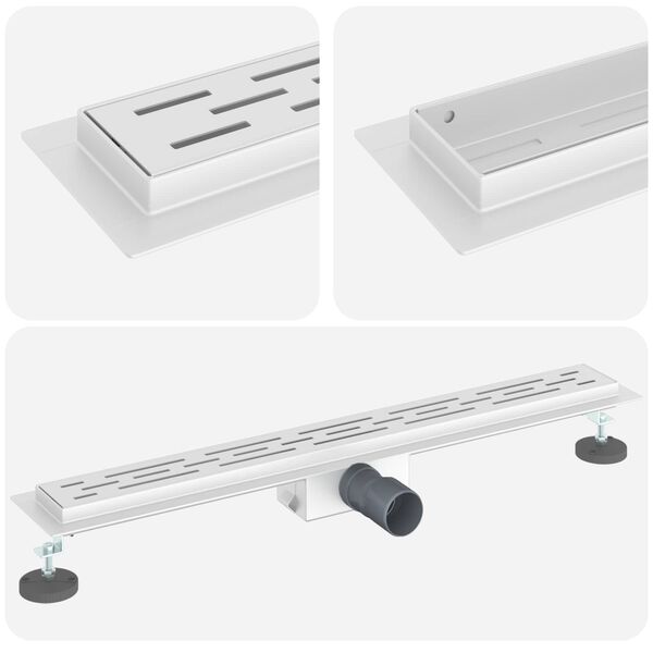 vidaXL Shower Drain with Line Design Silver 70 cm Stainless Steel 304