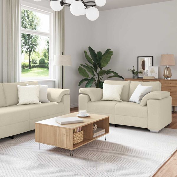 vidaXL Sofa 2 pcs Beige Linen