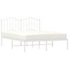 vidaXL Metal Bed Frame without Mattress with Headboard White 150x200cm