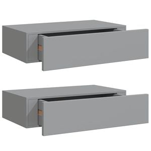 vidaXL Wall-mounted Drawer Shelves 2 pcs Grey 40x23.5x10cm MDF