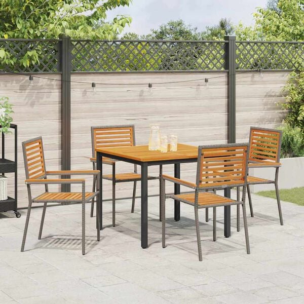 vidaXL Garden Dining Set 5 pcs Grey and Brown Poly Rattan