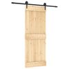 vidaXL Sliding Door Natural and Black 80 x 210 cm Solid Pine Wood