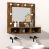 vidaXL Mirror Cabinet with LED Smoked Oak 60x31.5x62 cm