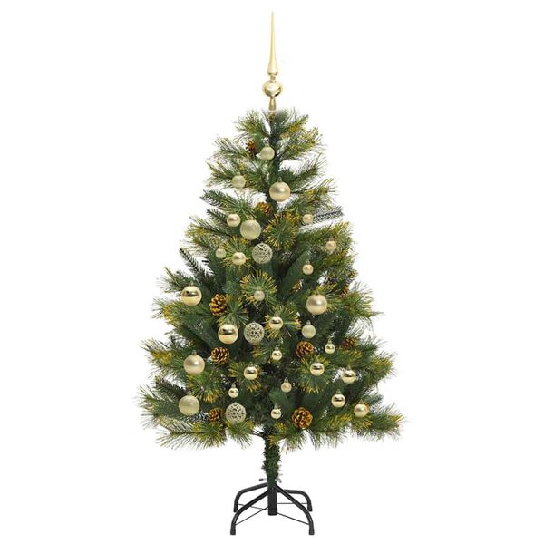 vidaXL Artificial Hinged Christmas Tree with Cones Green 120 cm