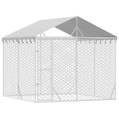 vidaXL Outdoor Dog Kennel with Roof Silver 3x3x2.5 m Galvanised Steel