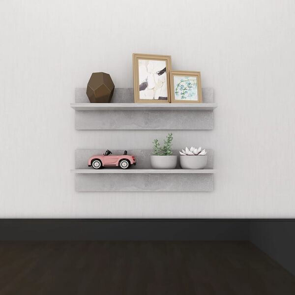 vidaXL Wall Shelf 2 pcs Concrete Grey 60x11.5x18 cm Engineered Wood