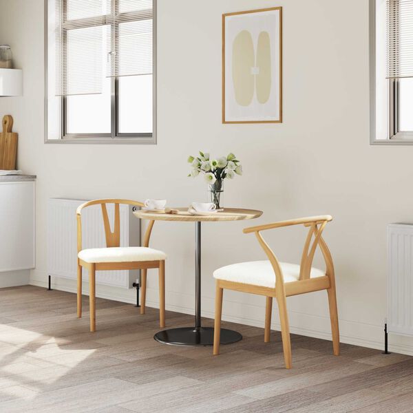 vidaXL Dining Chair 2 pcs Natural and Light Solid Rubber Wood