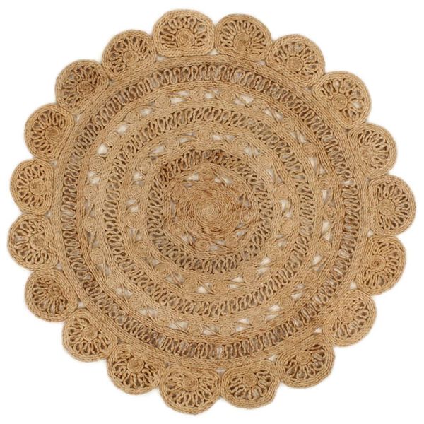 vidaXL Area Rug Hand-braided Jute 120 cm Round