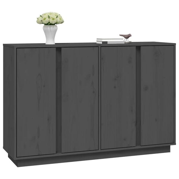 vidaXL Sideboard Grey 120x35x80 cm Solid Wood Pine