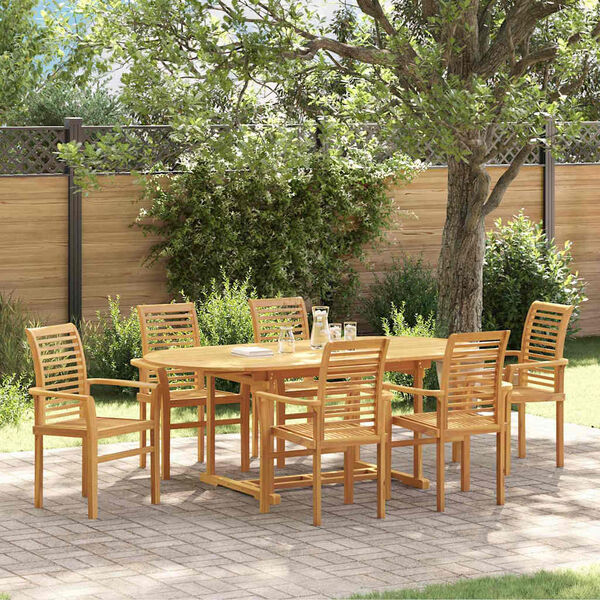 vidaXL Garden Dining Set 7 pcs Brown Solid Teak Wood