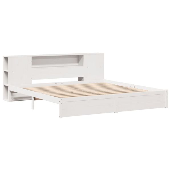 vidaXL Bookcase Bed without Mattress White 200x200cm Solid Wood Pine