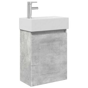 vidaXL Bathroom Vanity Unit with Tap Concrete Grey 45.5 x 22.5 x 84 cm