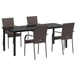 vidaXL Garden Dining Set 5 pcs Brown Powder-Coated Steel