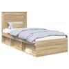 vidaXL Bed Frame with Headboard Sonoma 90 x 190 cm Solid Pine Wood