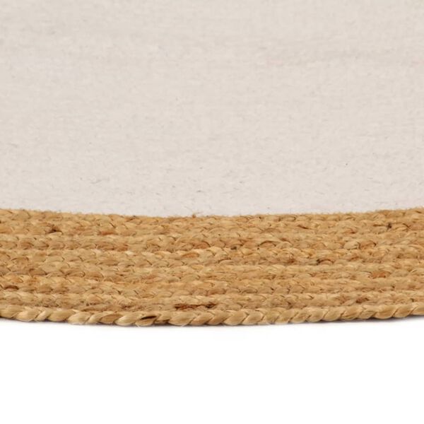 vidaXL Area Rug Braided White & Natural 90 cm Jute & Cotton Round